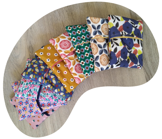 Pochettes transport d'accessoires textiles faits main